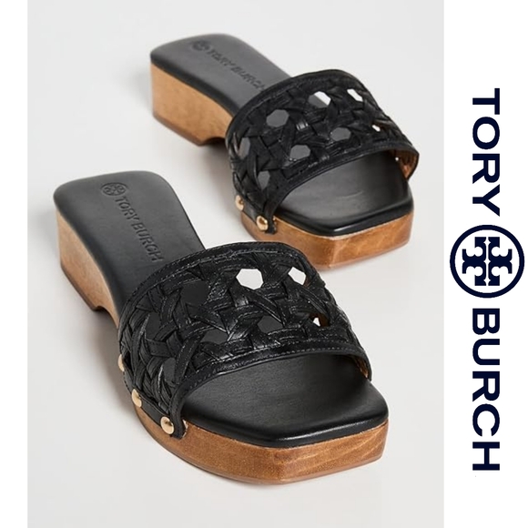 Tory Burch Women's Basket Weave Clogs, Perfect Black, 5.5 Medium US - Picture 3 of 5